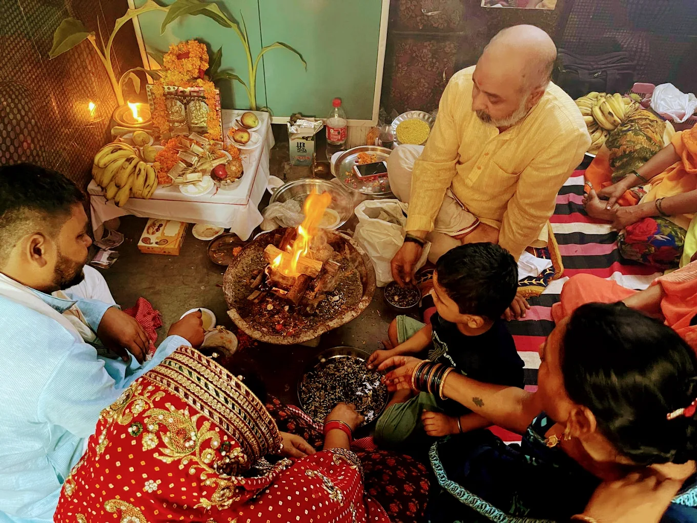 Family hawan and homa ceremony at home with sacred fire and pandit — Pandit Ji Pooja Delhi NCR